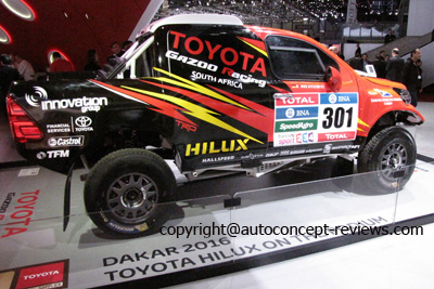 Toyota Hilux on 2016 Dakar Rally Raid podium